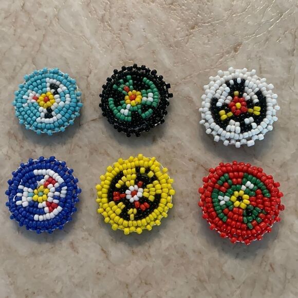 Vintage Indian Beaded Button Covers - Picture 1 of 3